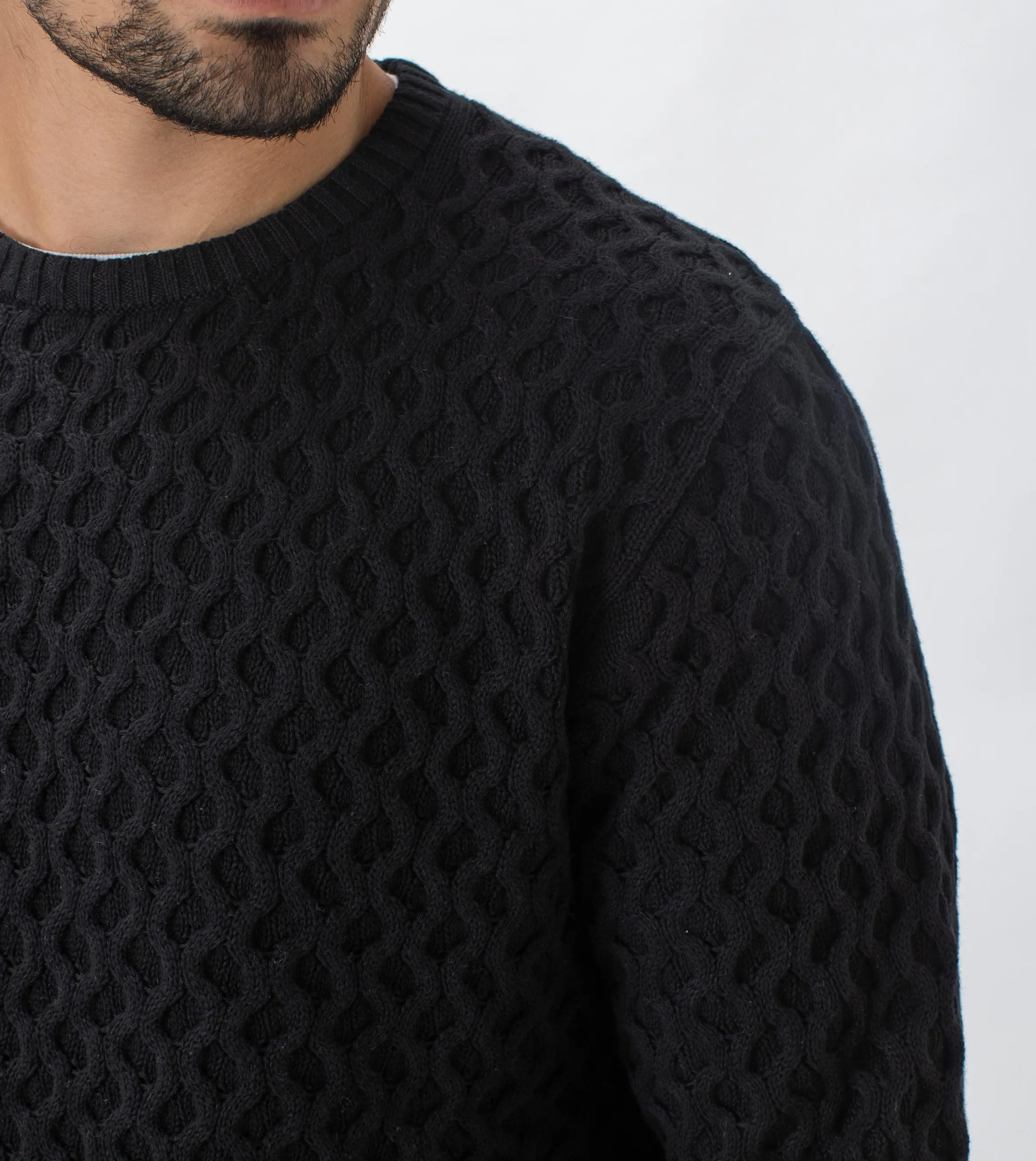 Diamond Crew Knit Black - Sale