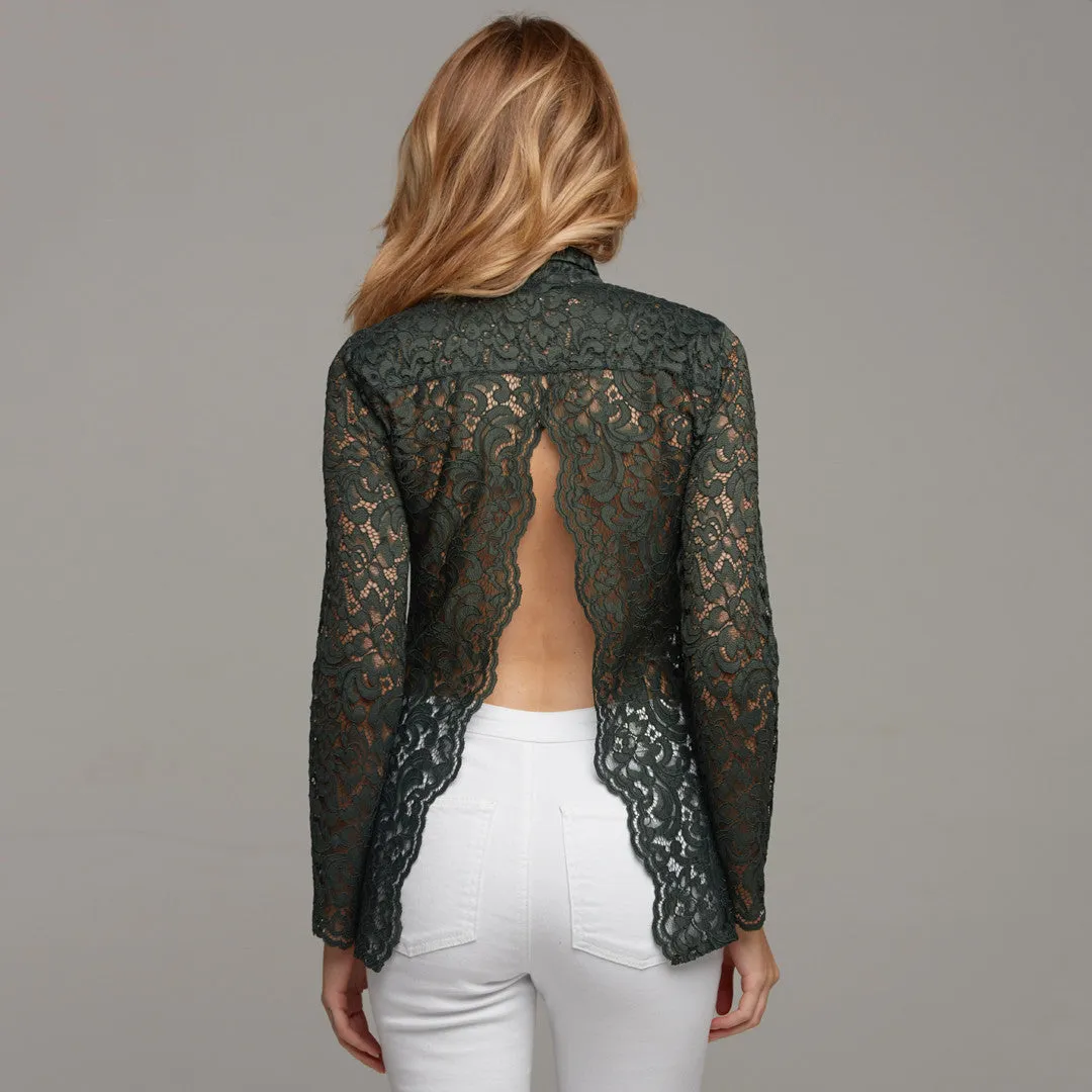 EVIE GREEN LACE OPEN BACK - CT032