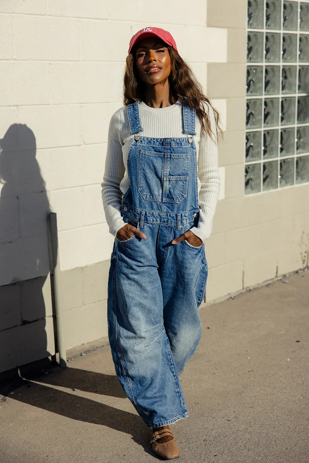 Free People Good Luck Barrel Overalls