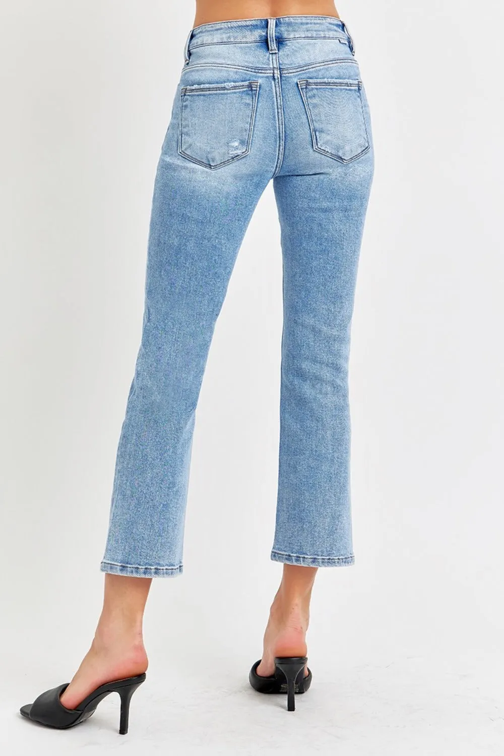 Full Size Low Rise Crop Slim Straight Jeans