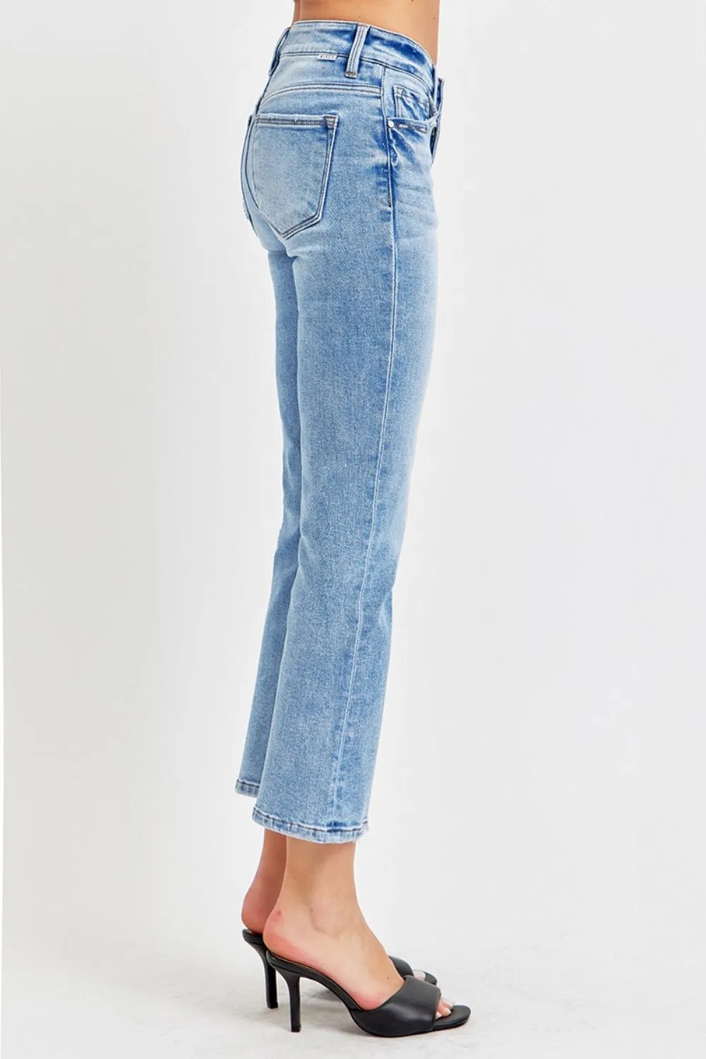 Full Size Low Rise Crop Slim Straight Jeans