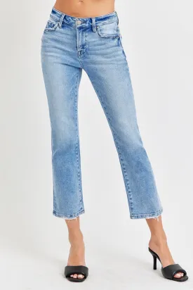 Full Size Low Rise Crop Slim Straight Jeans