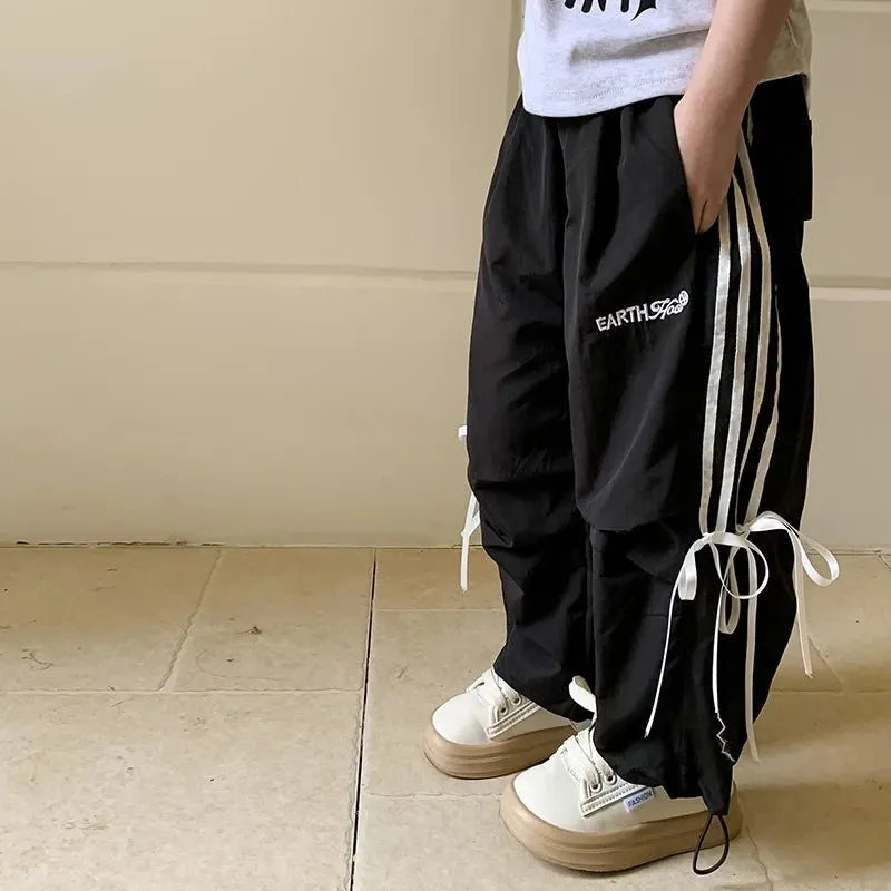 Girls Bow Wide Leg Tracksuit Bottoms