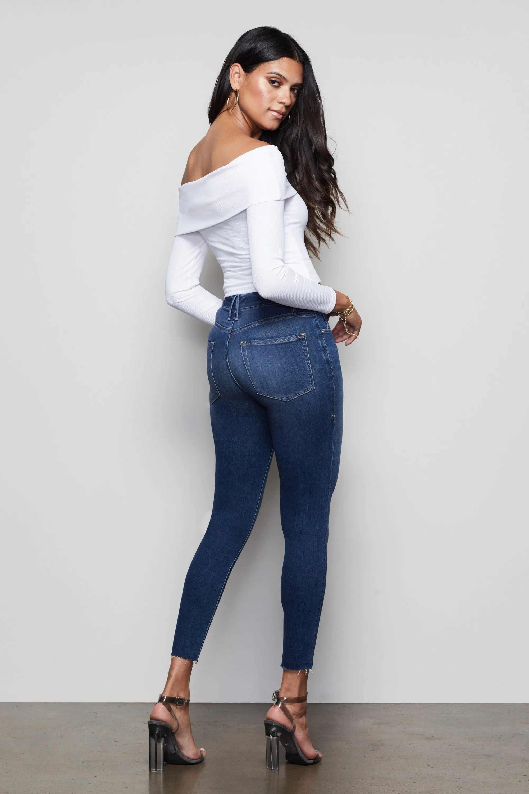 GOOD WAIST CROP RAW EDGE | BLUE331