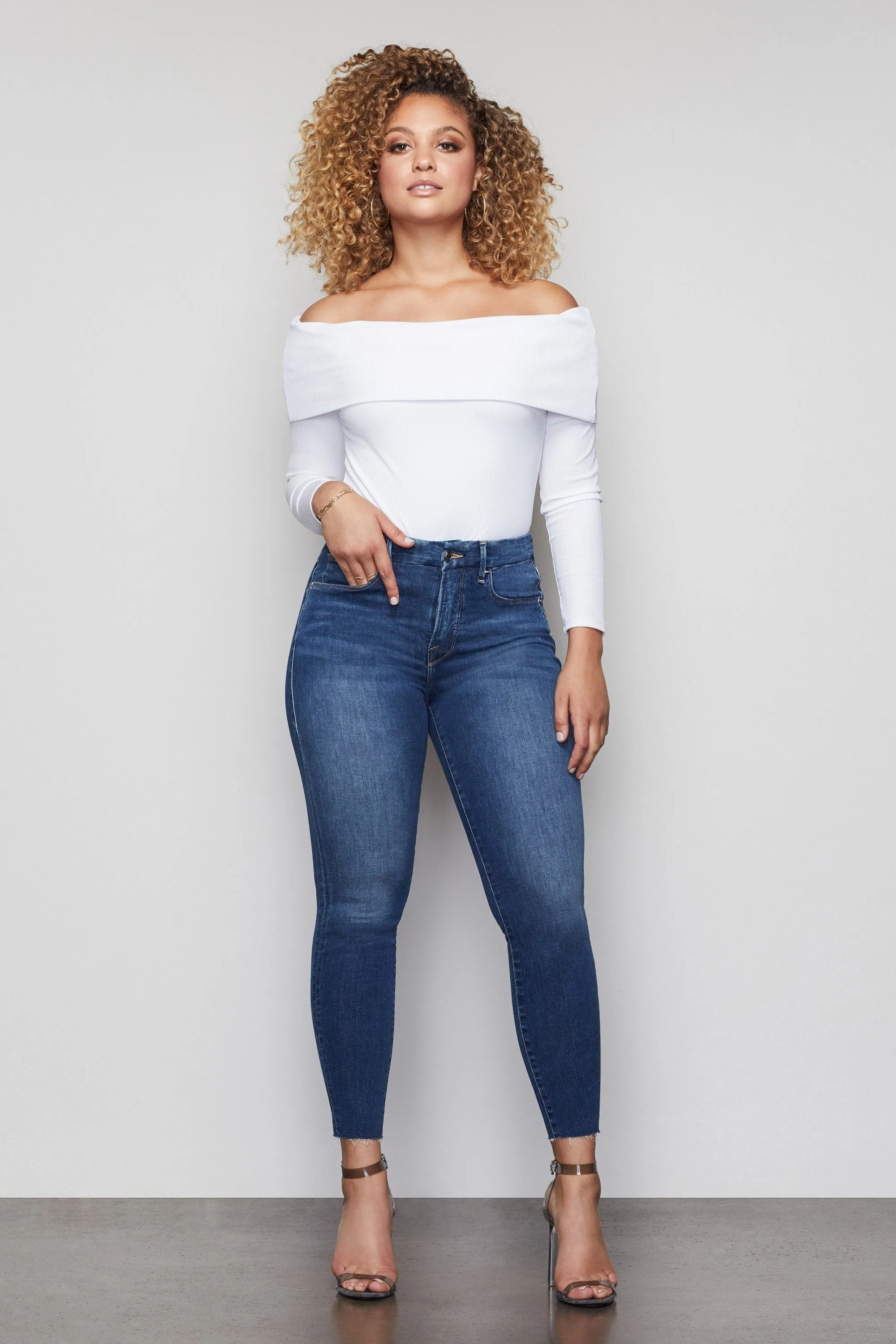 GOOD WAIST CROP RAW EDGE | BLUE331