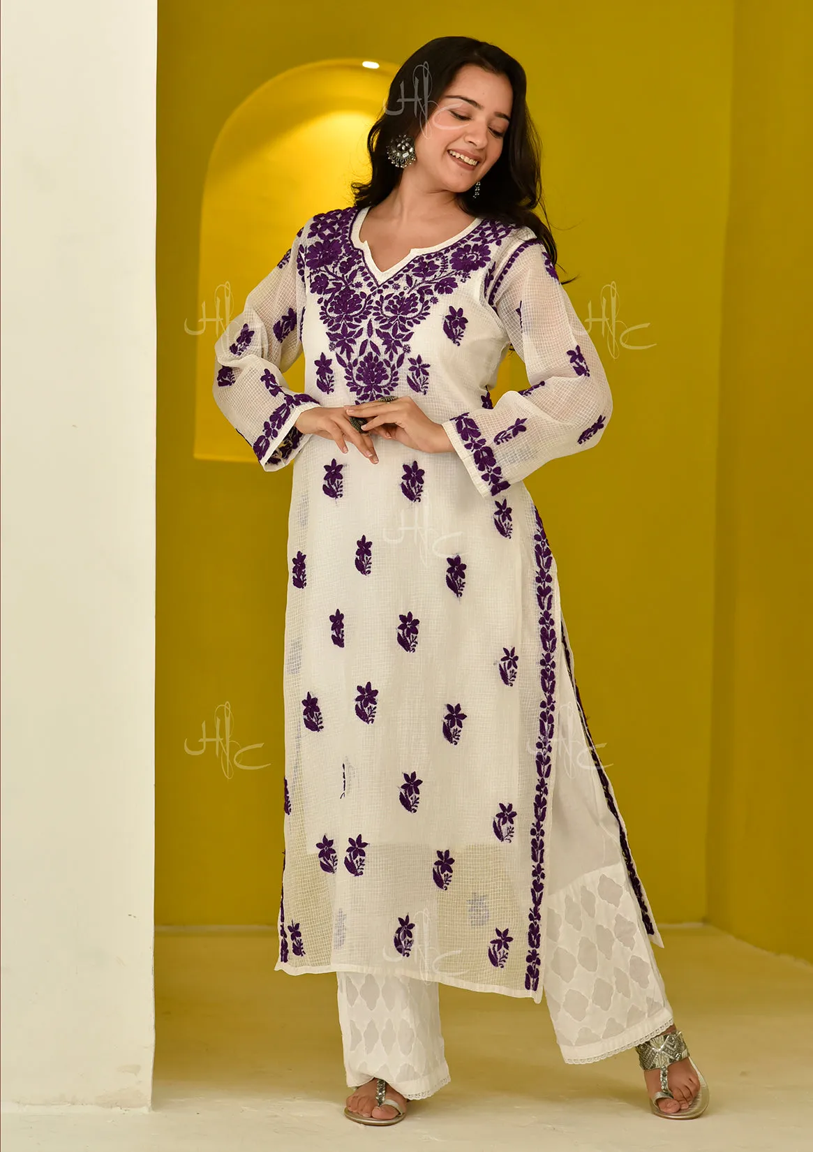 Hayat Chikankari Kota Straight Kurta with Inner