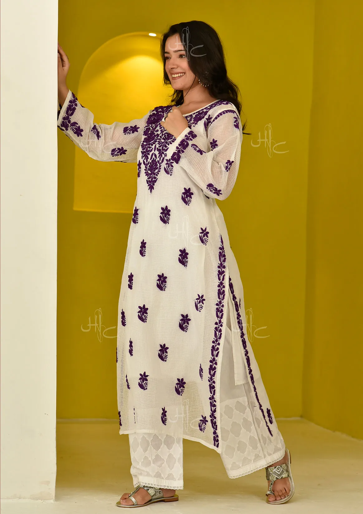 Hayat Chikankari Kota Straight Kurta with Inner