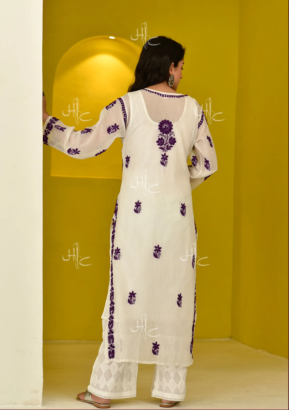 Hayat Chikankari Kota Straight Kurta with Inner