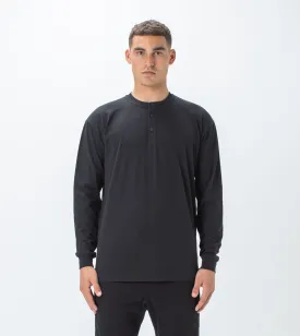 Henley LS Tee Black