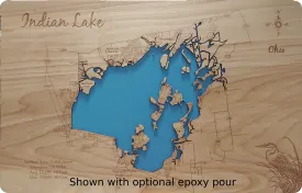 Indian Lake, Ohio - Laser Cut Wood Map