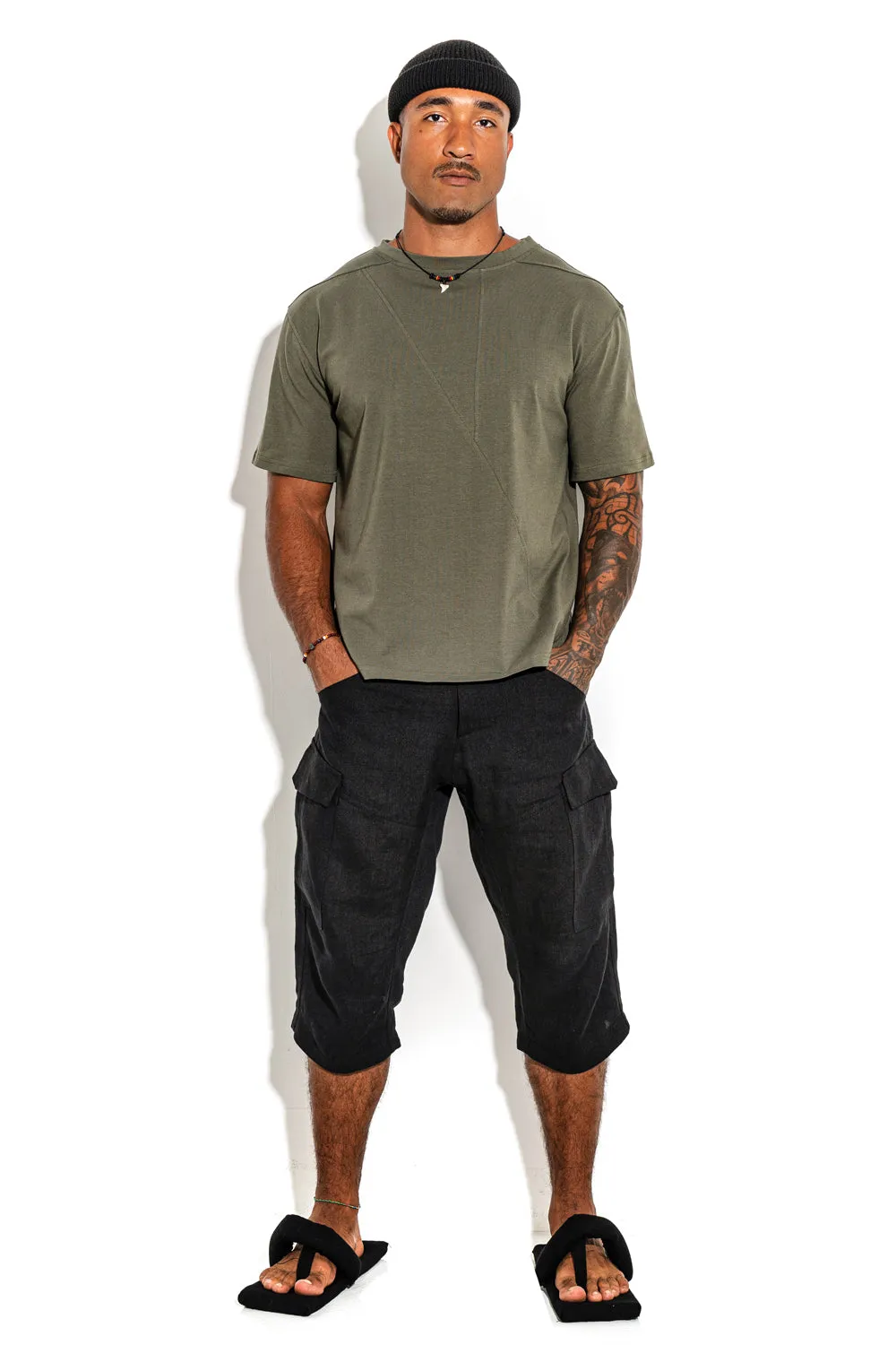 Khaki Front line cotton T-shirt