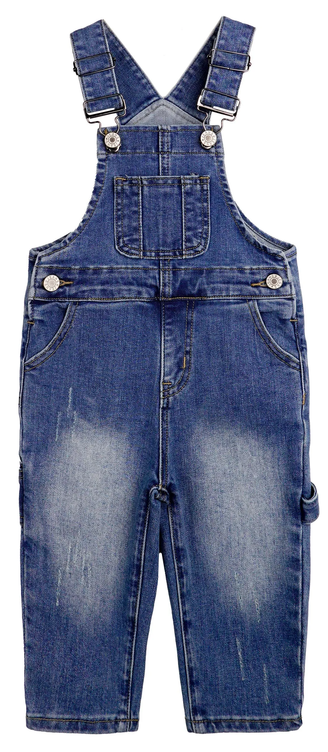 Kids Girl Small Bib Pocket Adjustable Straps Cute Ripped Jean Overalls