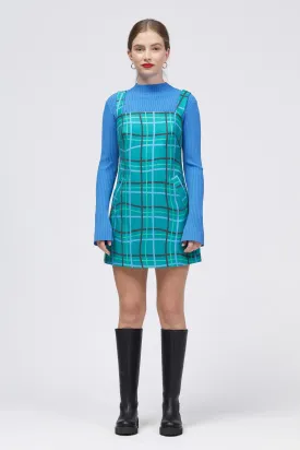 Kolor Dress Green/Blue Warped Check Print