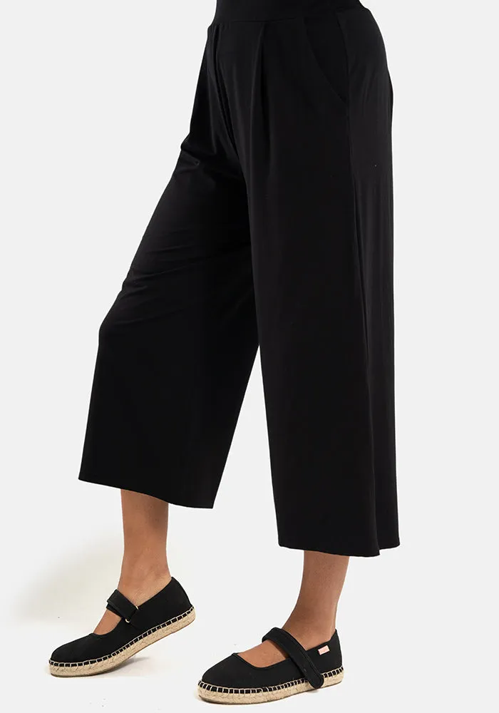 Lexus Black Pull On Wide Leg Culotte Trouser