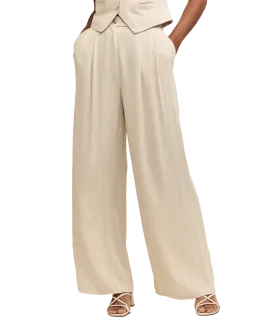 Linen-blend Relaxed Tailored Trousers - Cream