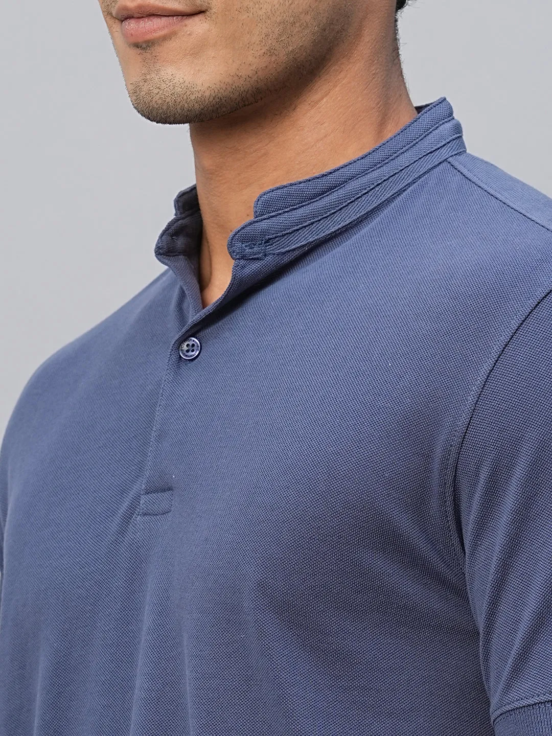 Men's Blue Cotton Regular Fit Tshirts