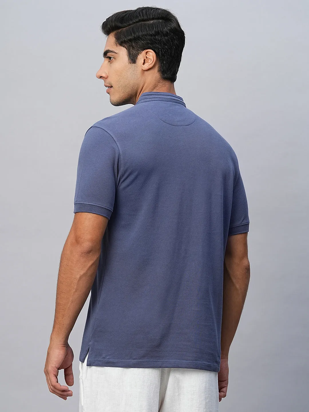 Men's Blue Cotton Regular Fit Tshirts