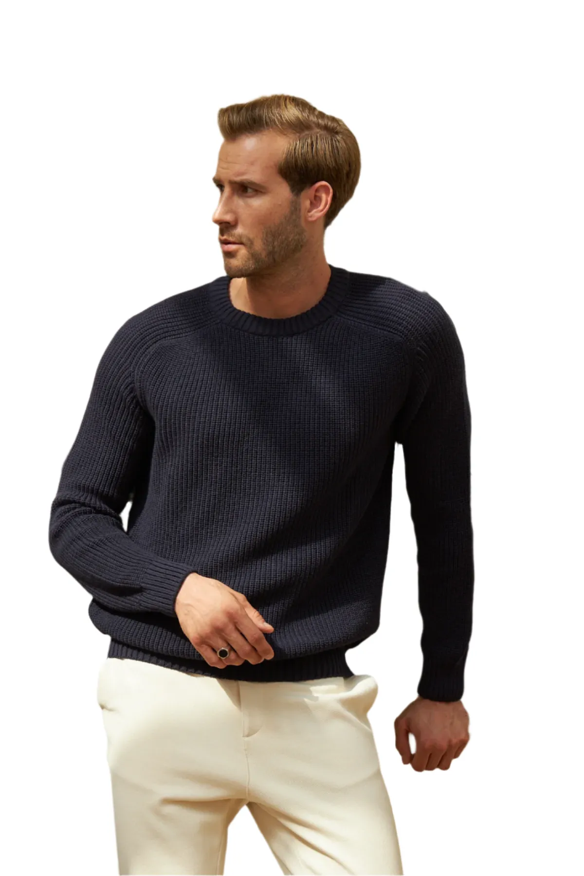 Men's Long Sleeve Crewneck Mid-Weight Pullover Sweater