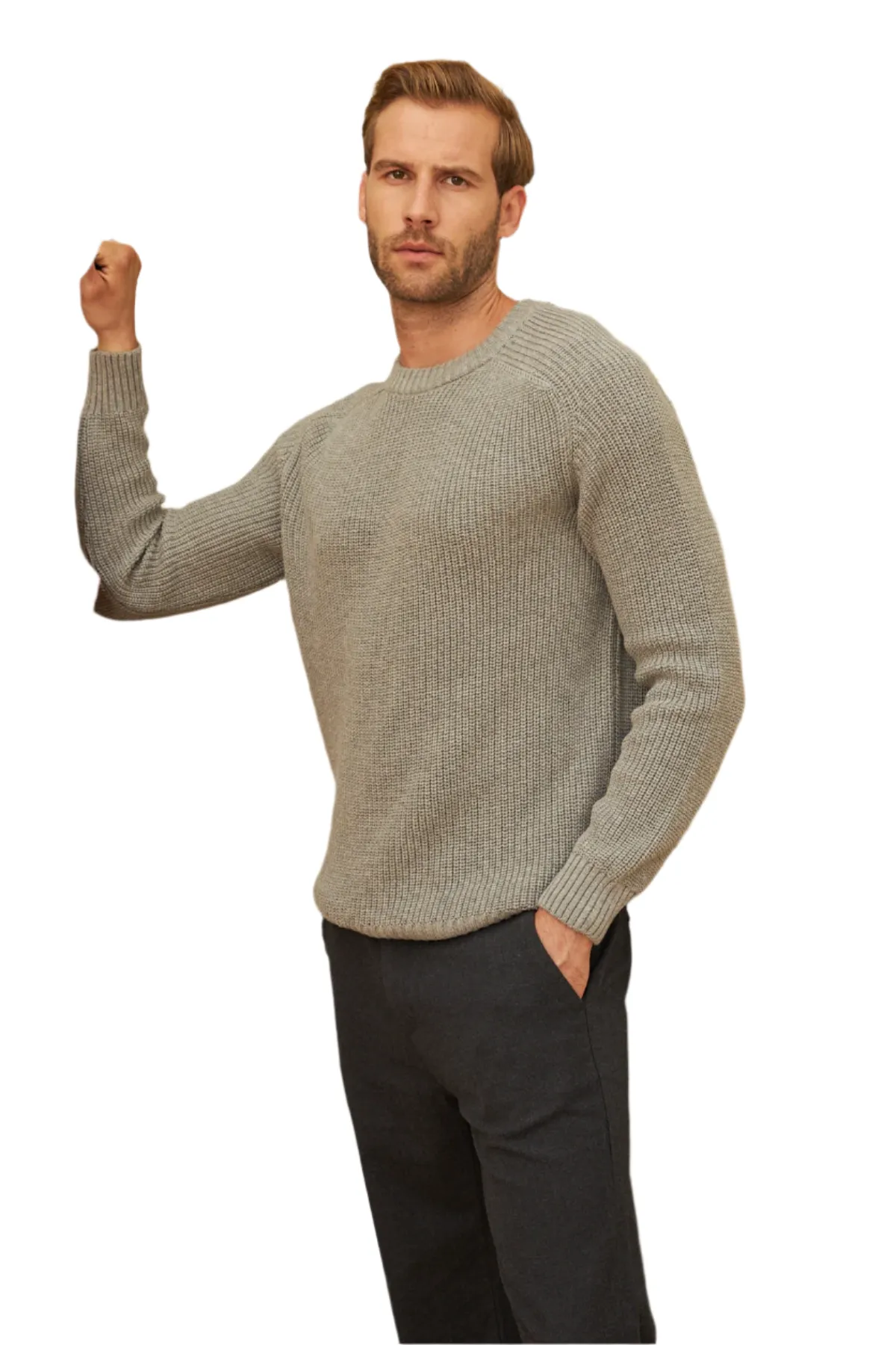 Men's Long Sleeve Crewneck Mid-Weight Pullover Sweater