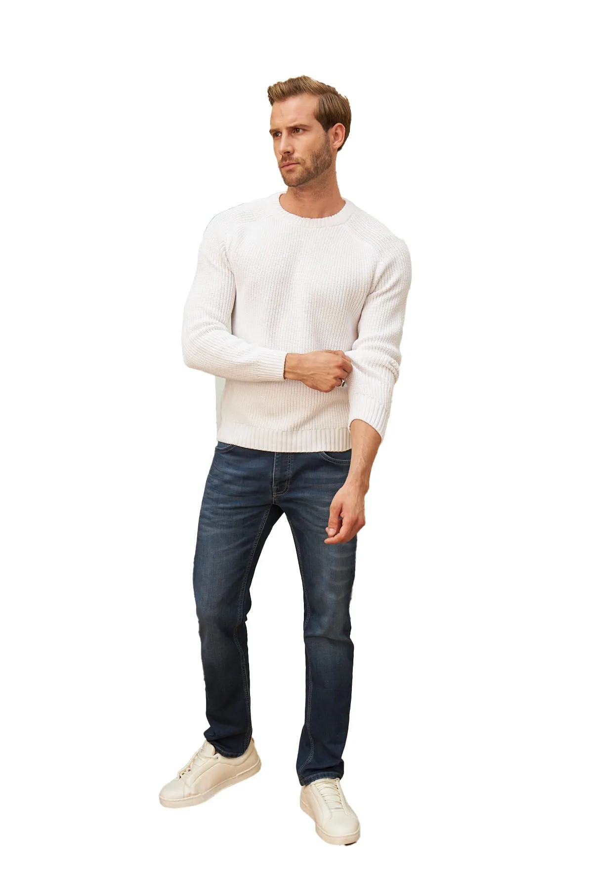 Men's Long Sleeve Crewneck Mid-Weight Pullover Sweater