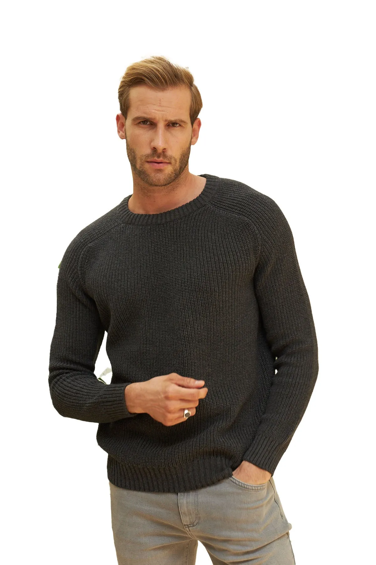 Men's Long Sleeve Crewneck Mid-Weight Pullover Sweater