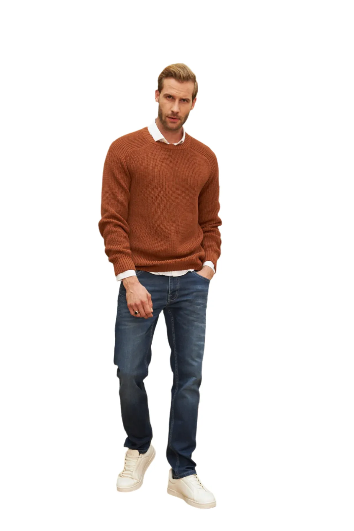 Men's Long Sleeve Crewneck Mid-Weight Pullover Sweater