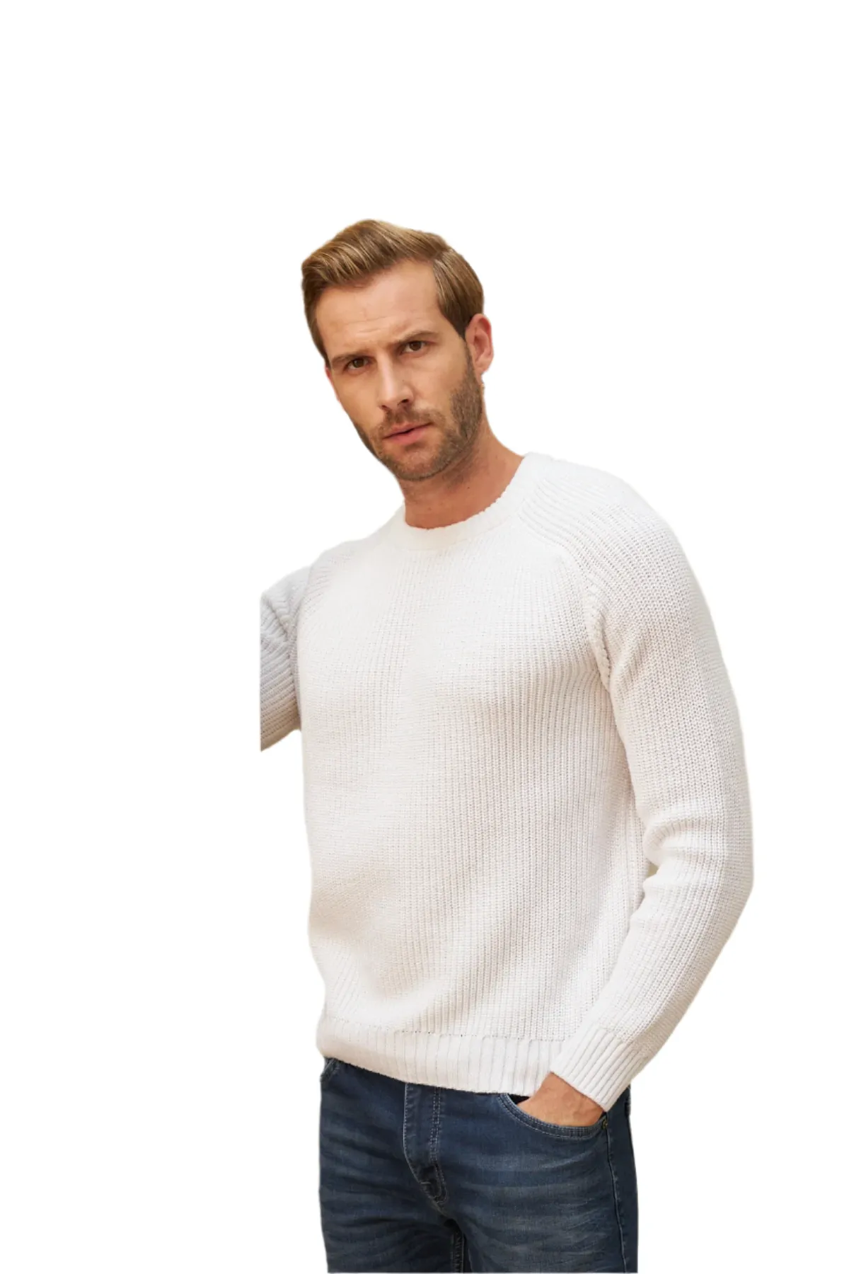 Men's Long Sleeve Crewneck Mid-Weight Pullover Sweater