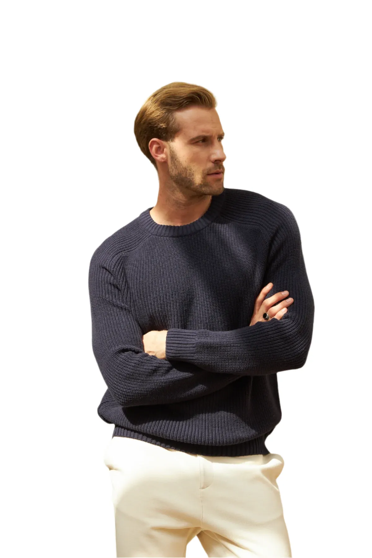 Men's Long Sleeve Crewneck Mid-Weight Pullover Sweater