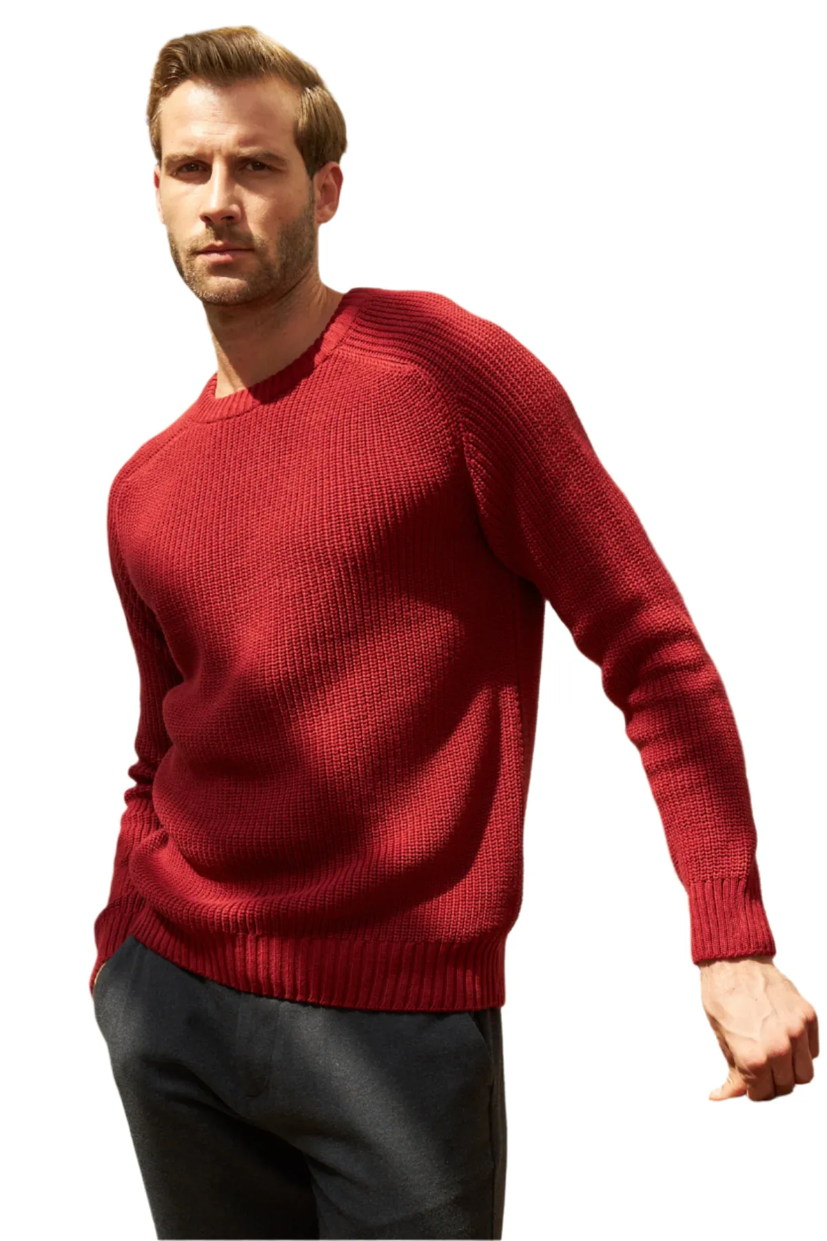 Men's Long Sleeve Crewneck Mid-Weight Pullover Sweater