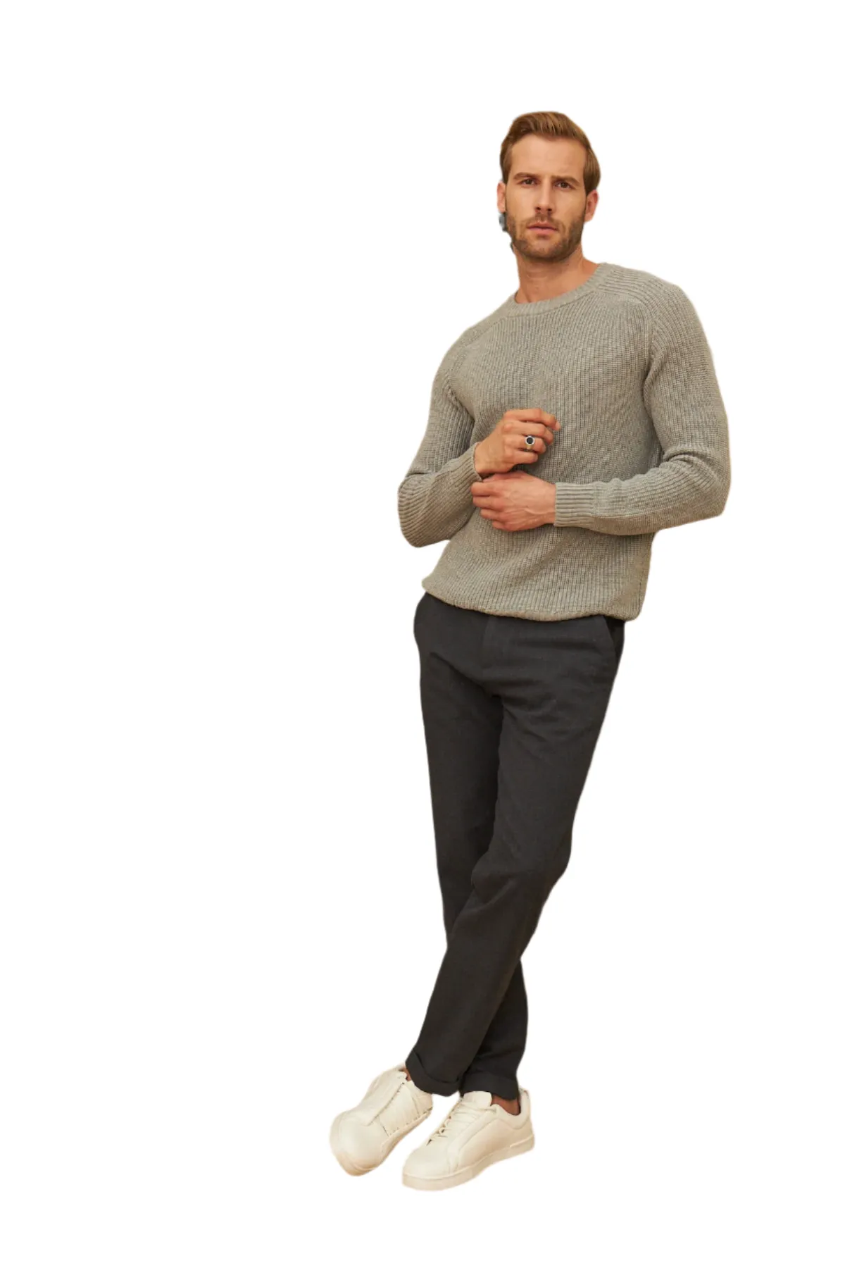 Men's Long Sleeve Crewneck Mid-Weight Pullover Sweater