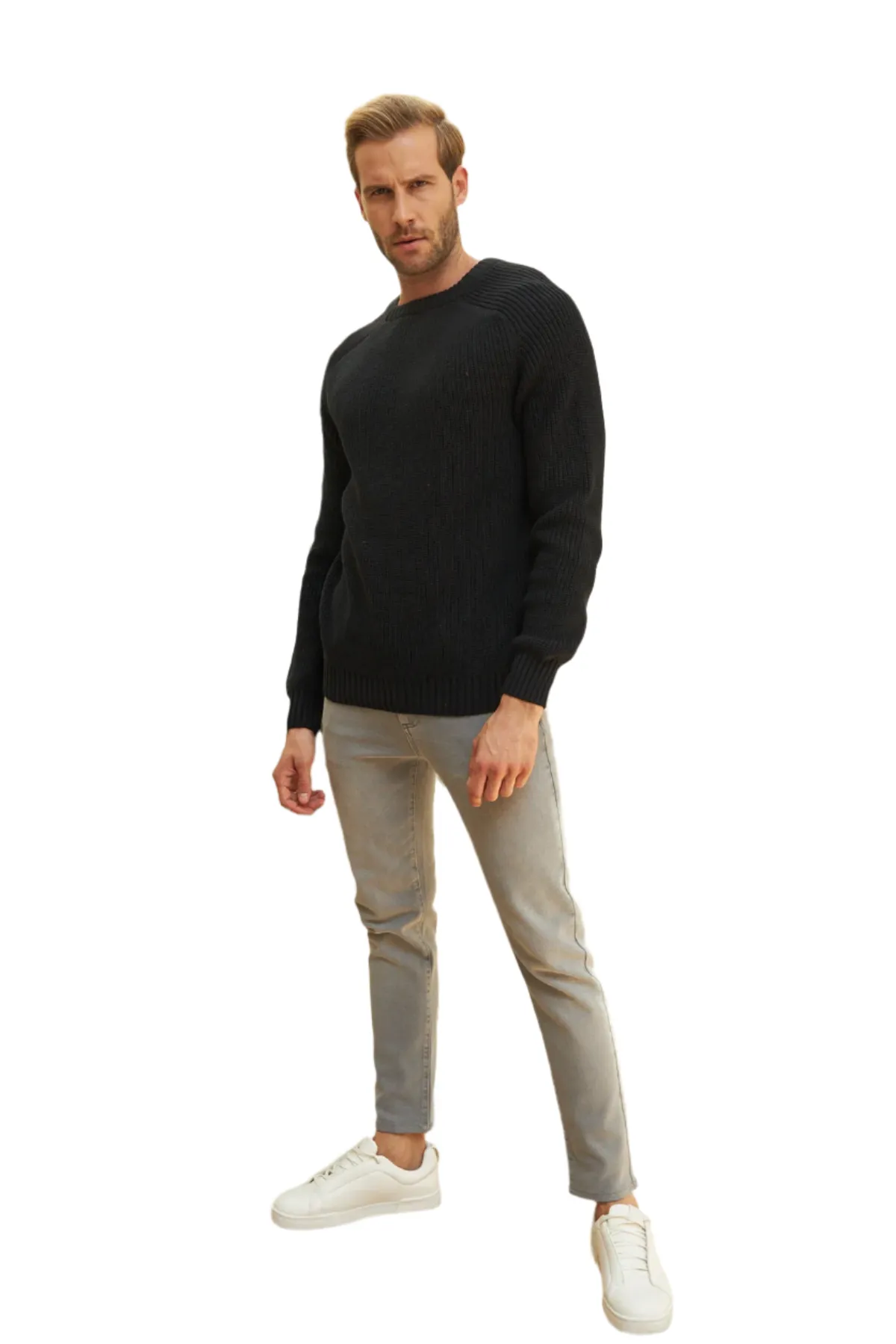 Men's Long Sleeve Crewneck Mid-Weight Pullover Sweater