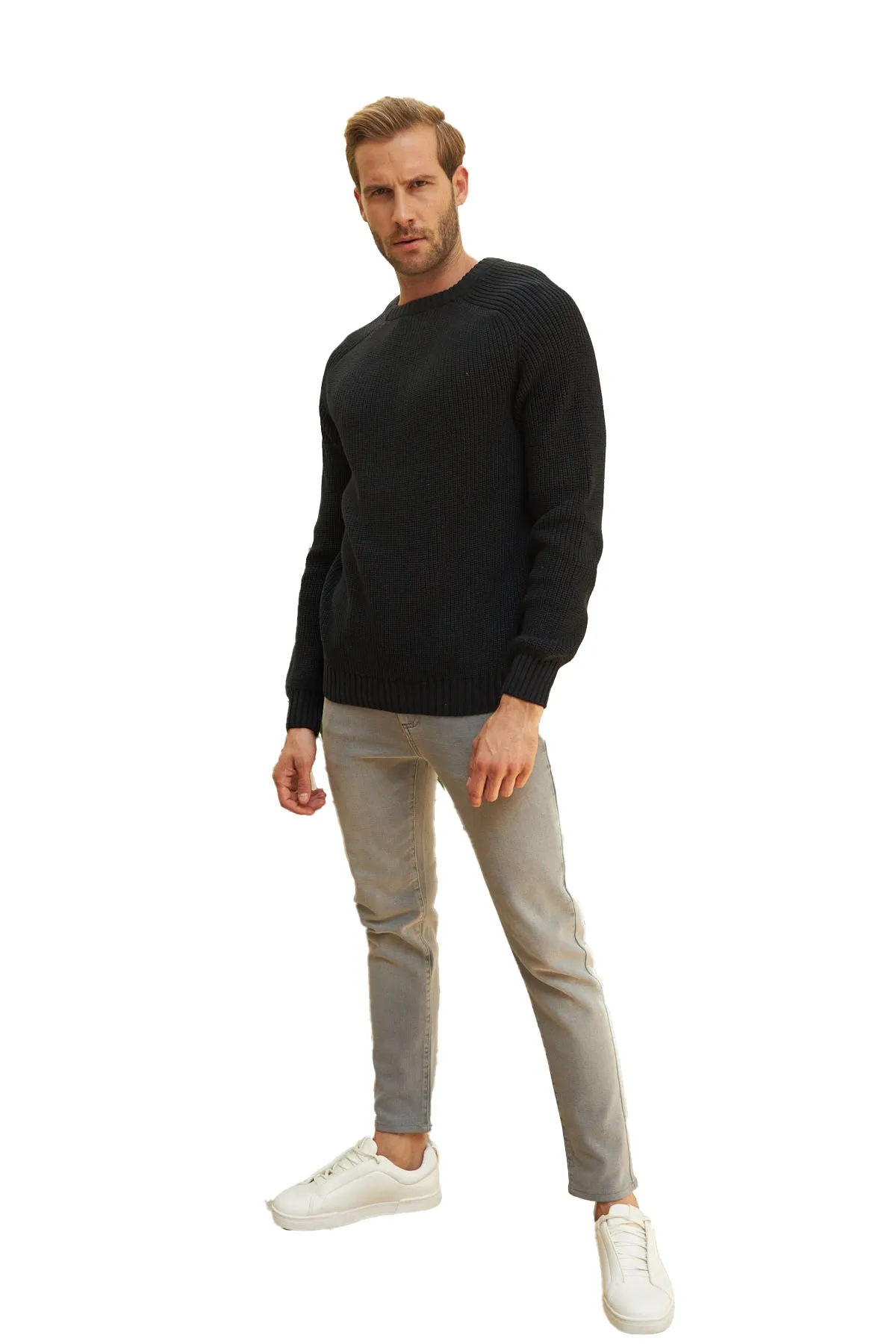 Men's Long Sleeve Crewneck Mid-Weight Pullover Sweater