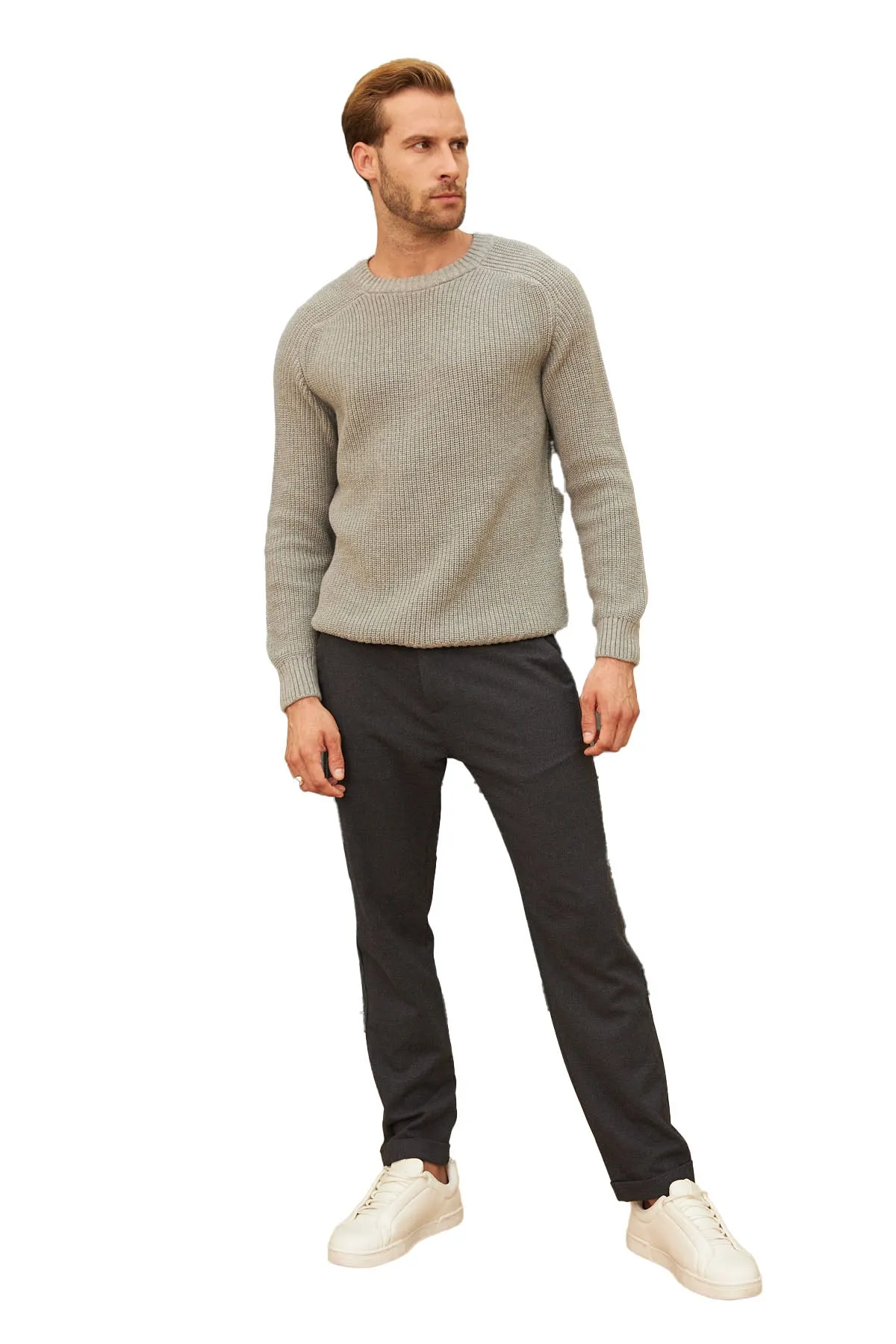 Men's Long Sleeve Crewneck Mid-Weight Pullover Sweater