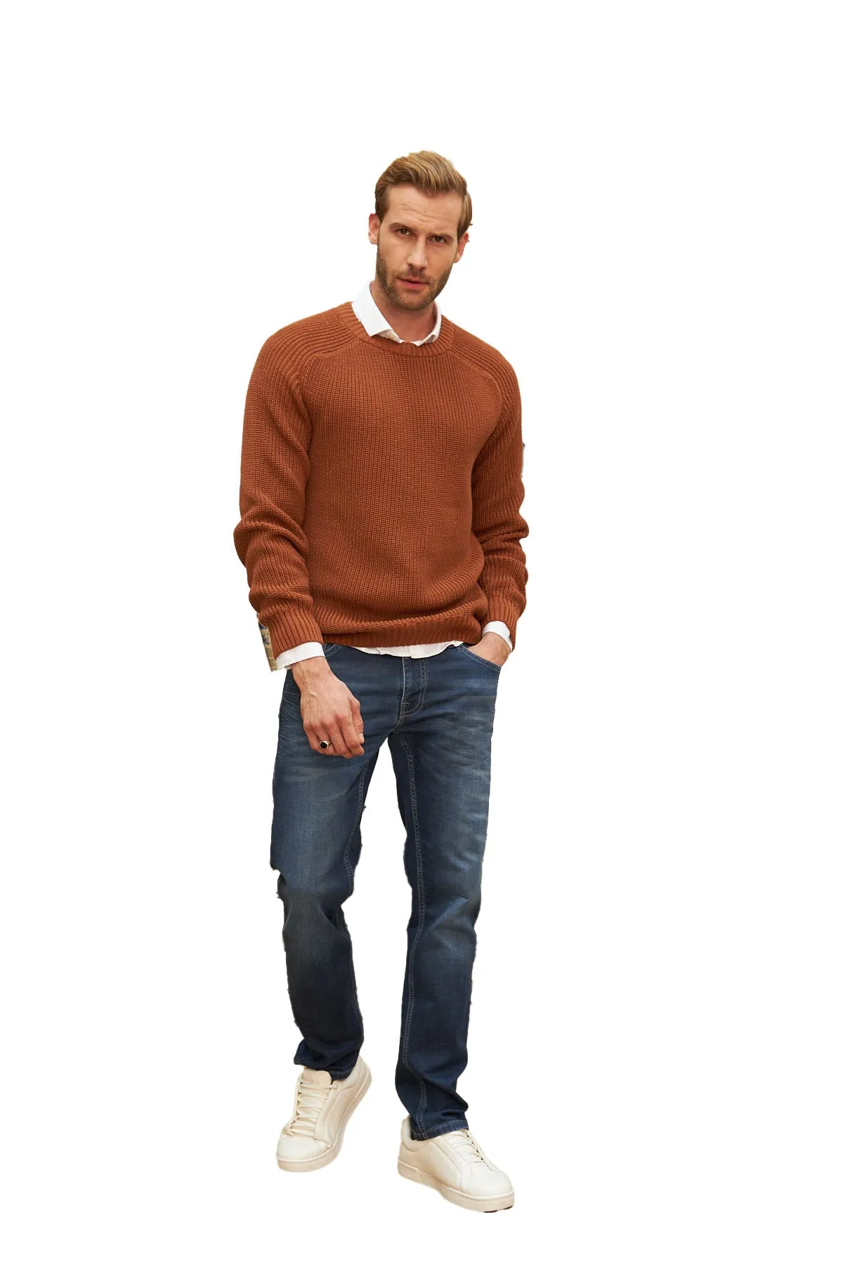 Men's Long Sleeve Crewneck Mid-Weight Pullover Sweater