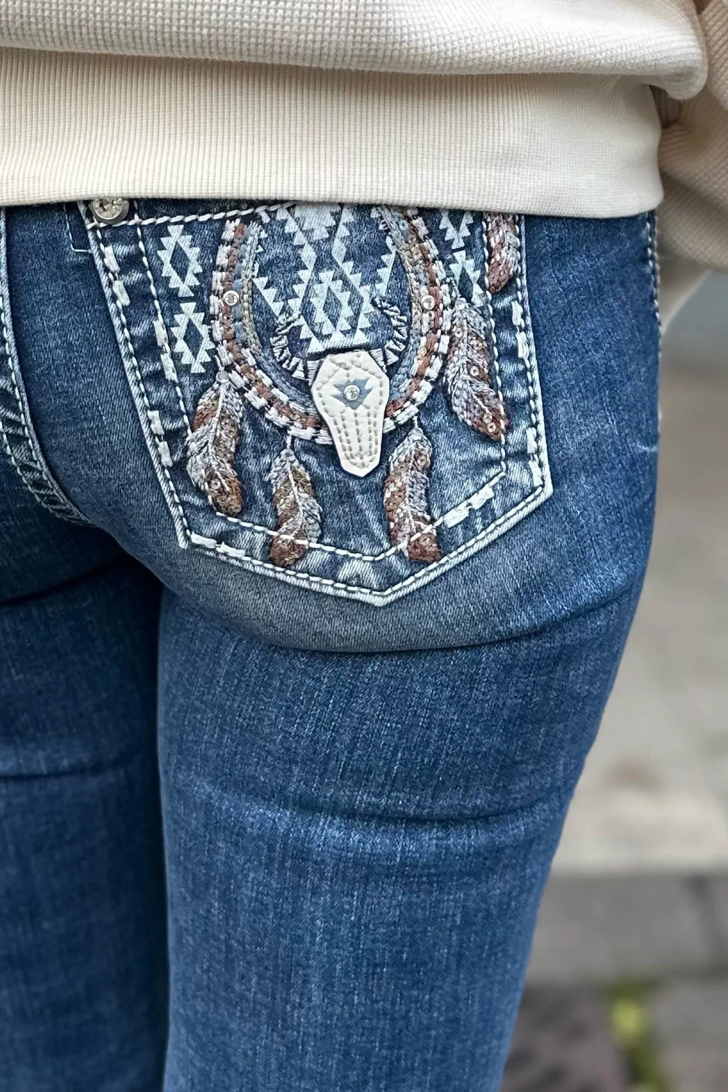 Miss Me Longhorn Dreamin' Mid Rise Straight Leg Jean