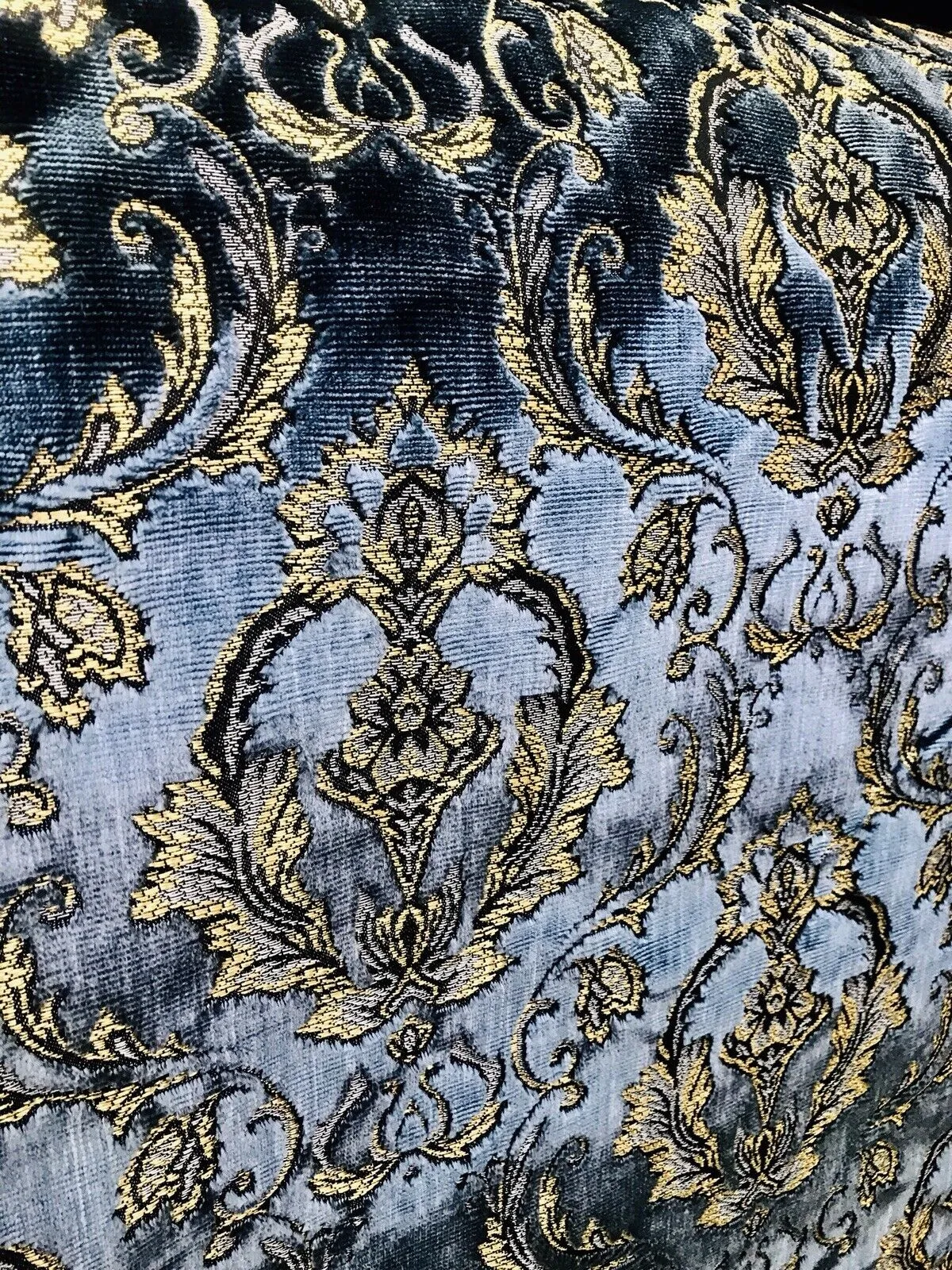 NEW Queen Estel Novelty Designer Italian Burnout Medallion Velvet Fabric - Upholstery- By The Yard