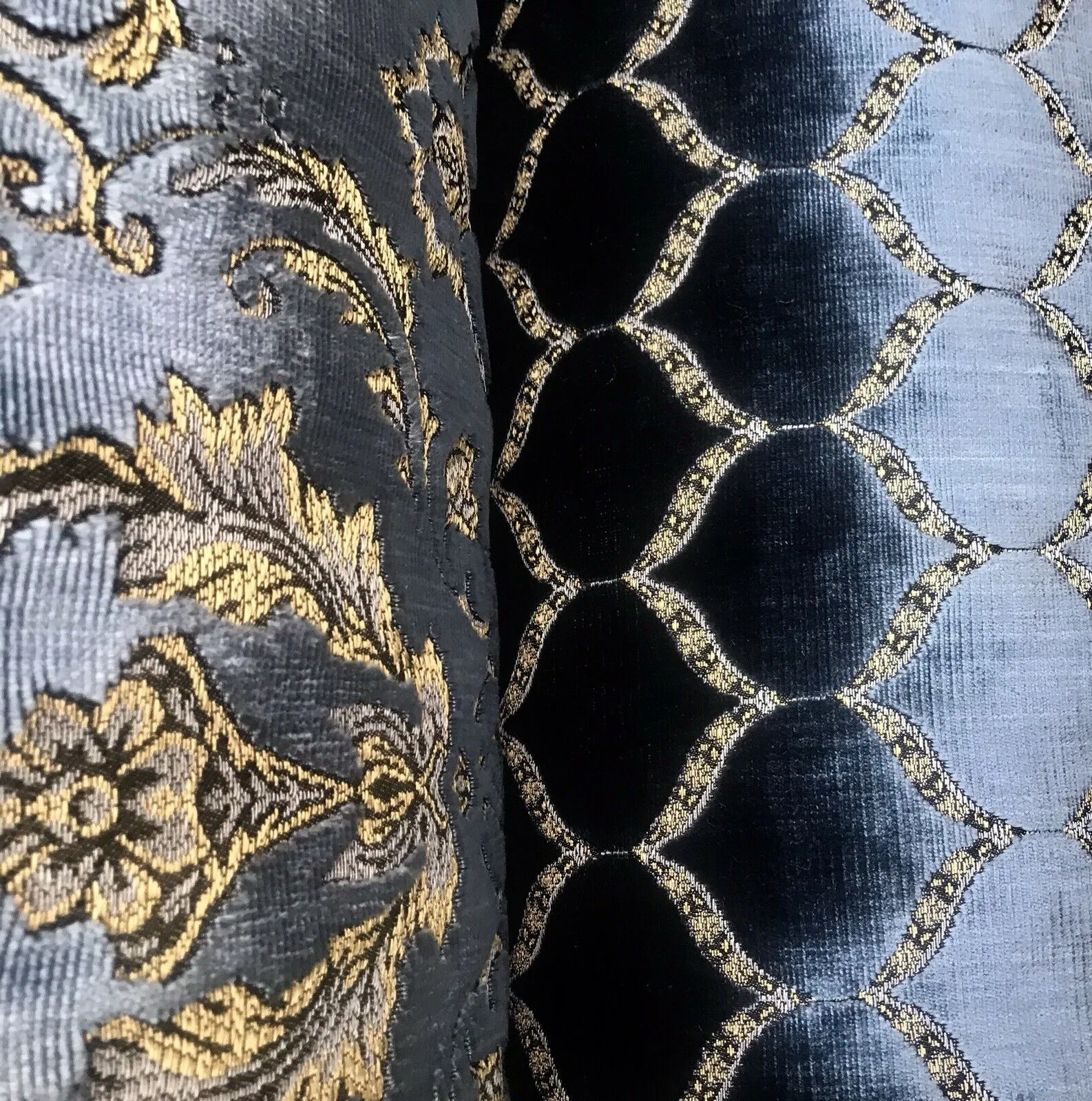 NEW Queen Estel Novelty Designer Italian Burnout Medallion Velvet Fabric - Upholstery- By The Yard