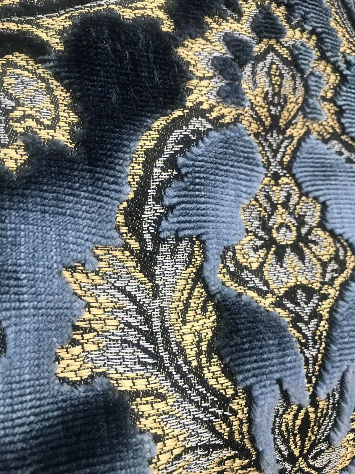 NEW Queen Estel Novelty Designer Italian Burnout Medallion Velvet Fabric - Upholstery- By The Yard