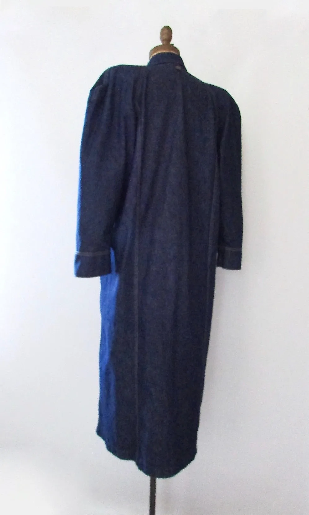 NORMA KAMALI Vintage 80s Denim Duster Coat, Medium Large