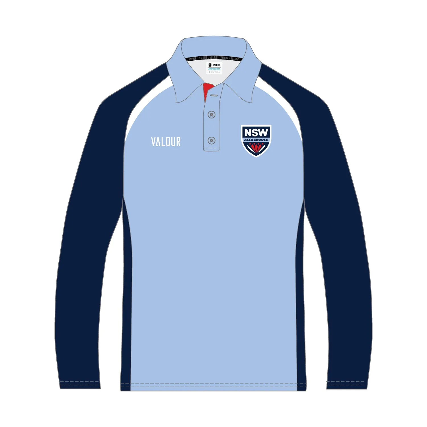 NSW All Schools Unisex Long Sleeve Sky Blue Playing Polo