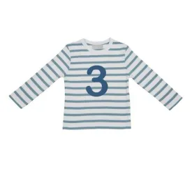 Ocean blue & white breton striped T shirt - 3