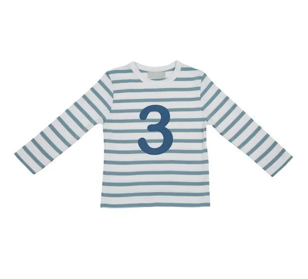 Ocean blue & white breton striped T shirt - 3