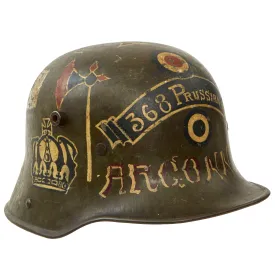 Original Imperial German WWI Named & Dated USGI Captured & Ornately Painted "368 Prussian" M16 Stahlhelm Helmet Shell - marked Si.66