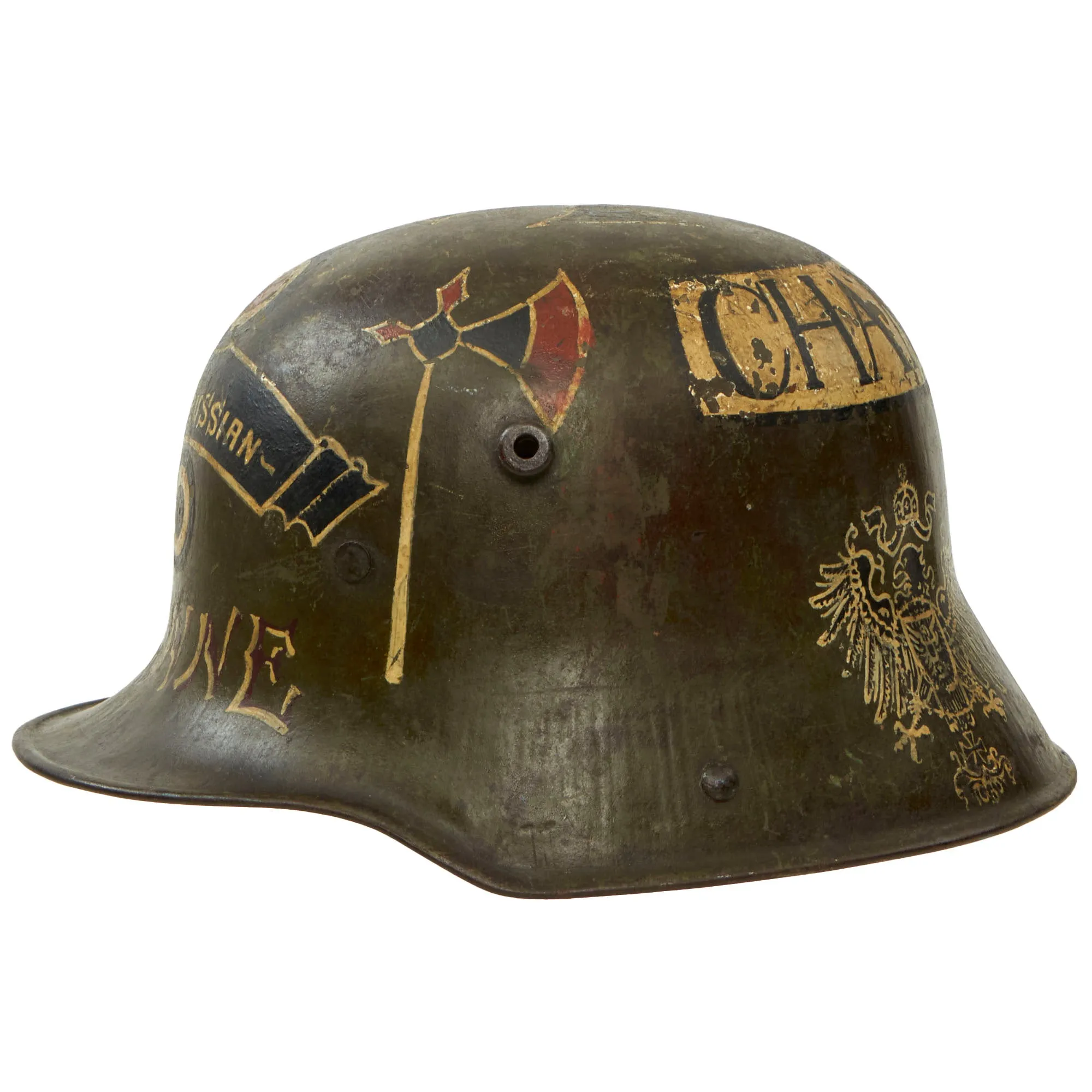 Original Imperial German WWI Named & Dated USGI Captured & Ornately Painted "368 Prussian" M16 Stahlhelm Helmet Shell - marked Si.66