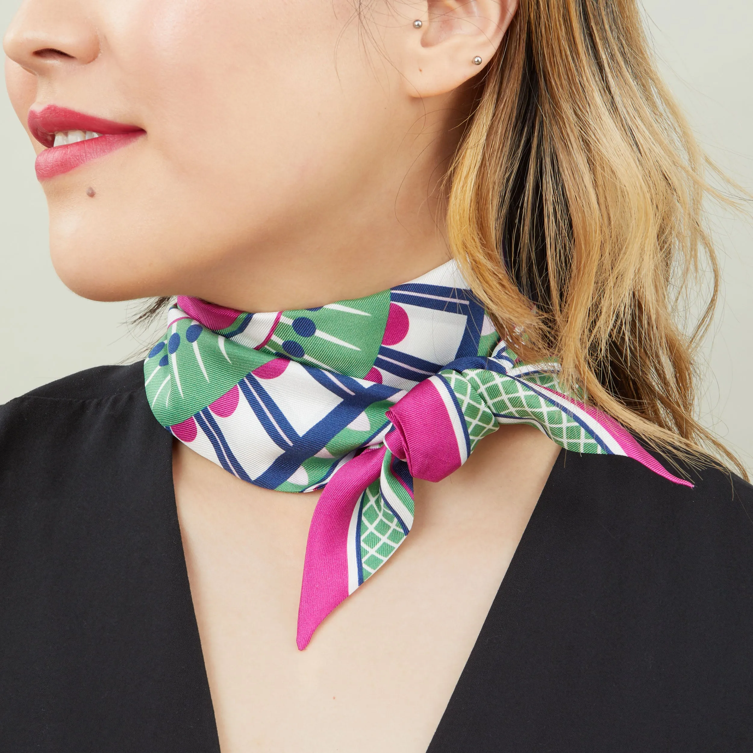 OXO Skinny Scarf - Pink/Green