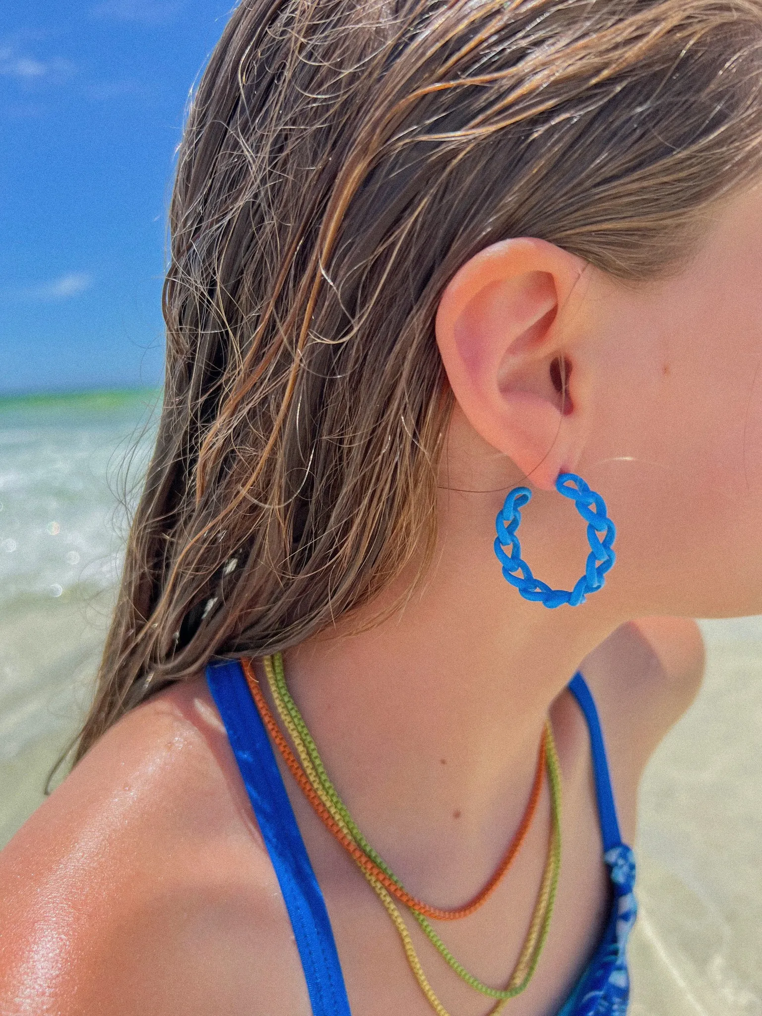 Painted Petite Chain Hoops