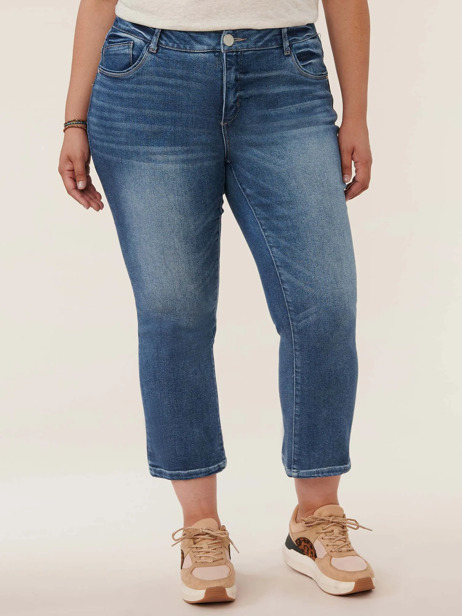 "Ab"solution® Light Blue High Rise Cropped Barely Bootcut Plus Jean