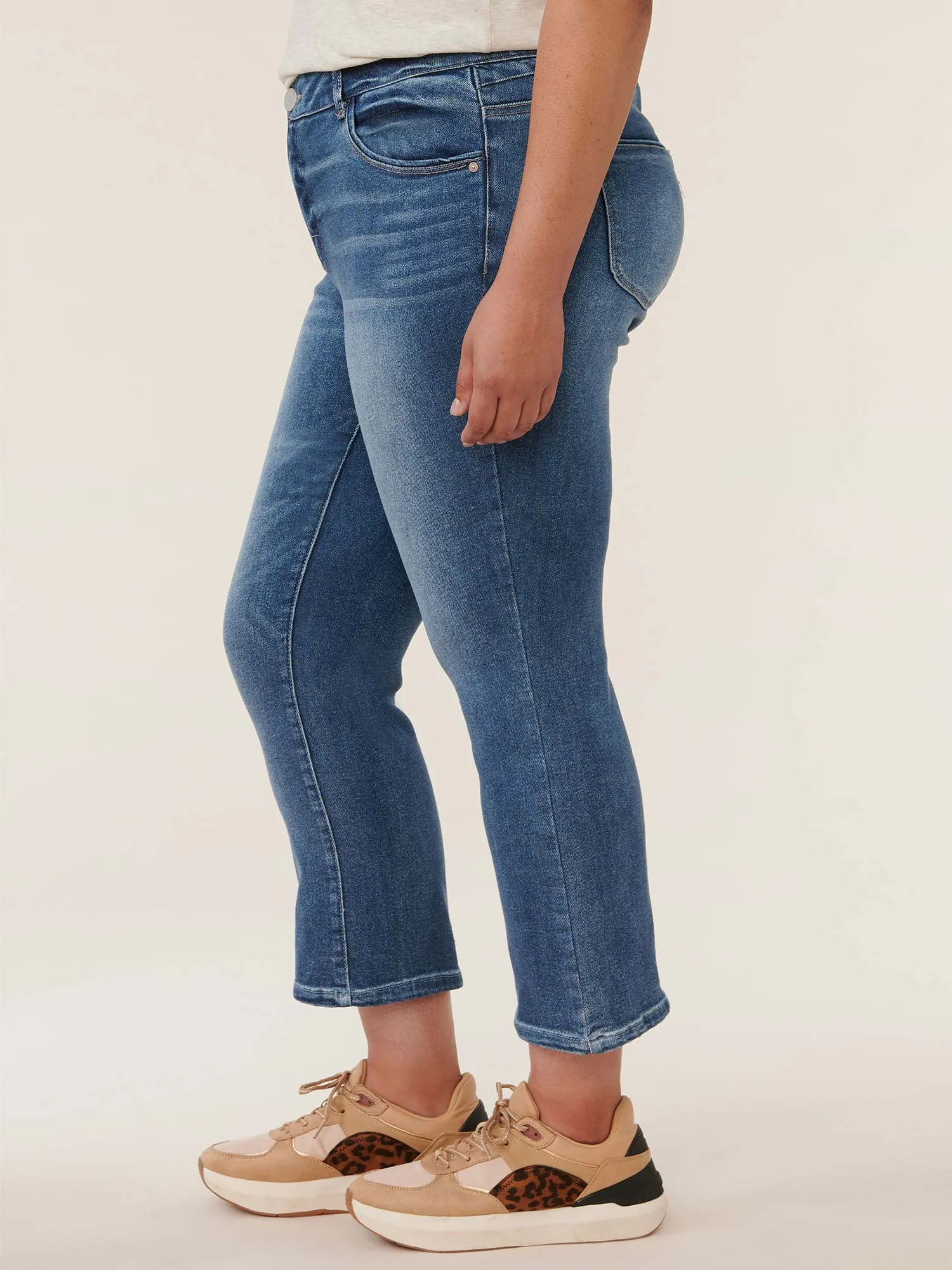 "Ab"solution® Light Blue High Rise Cropped Barely Bootcut Plus Jean