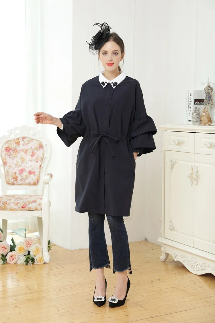 Ruffle Sleeve Coat