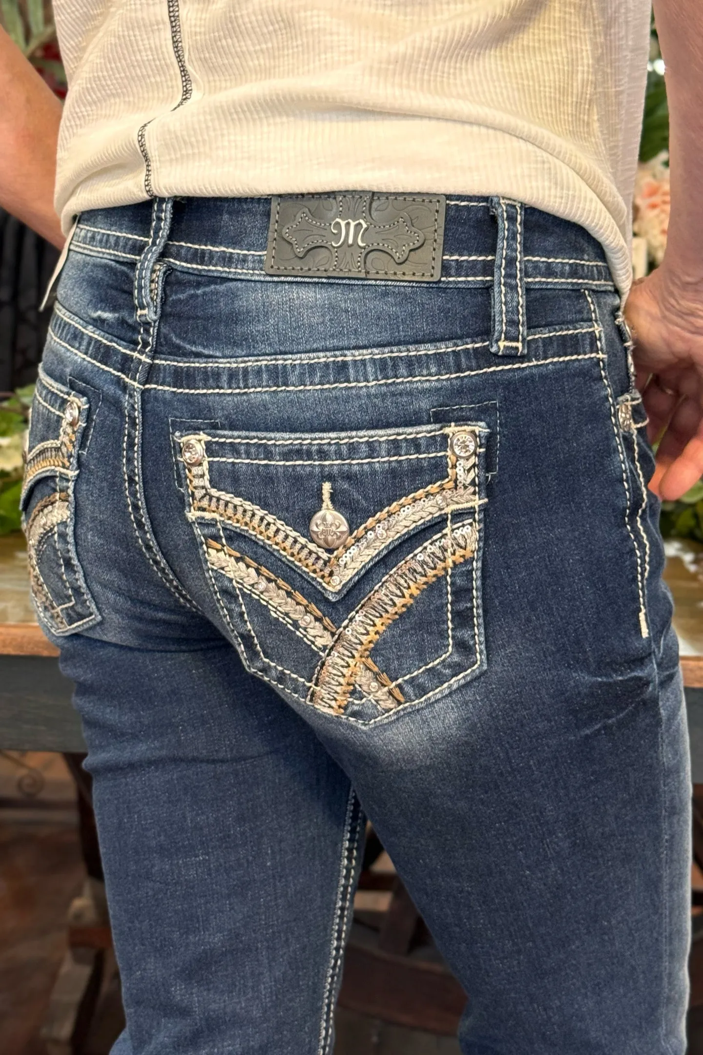 Saddle Cross-Stitch Mid Rise Straight Jean by Miss Me